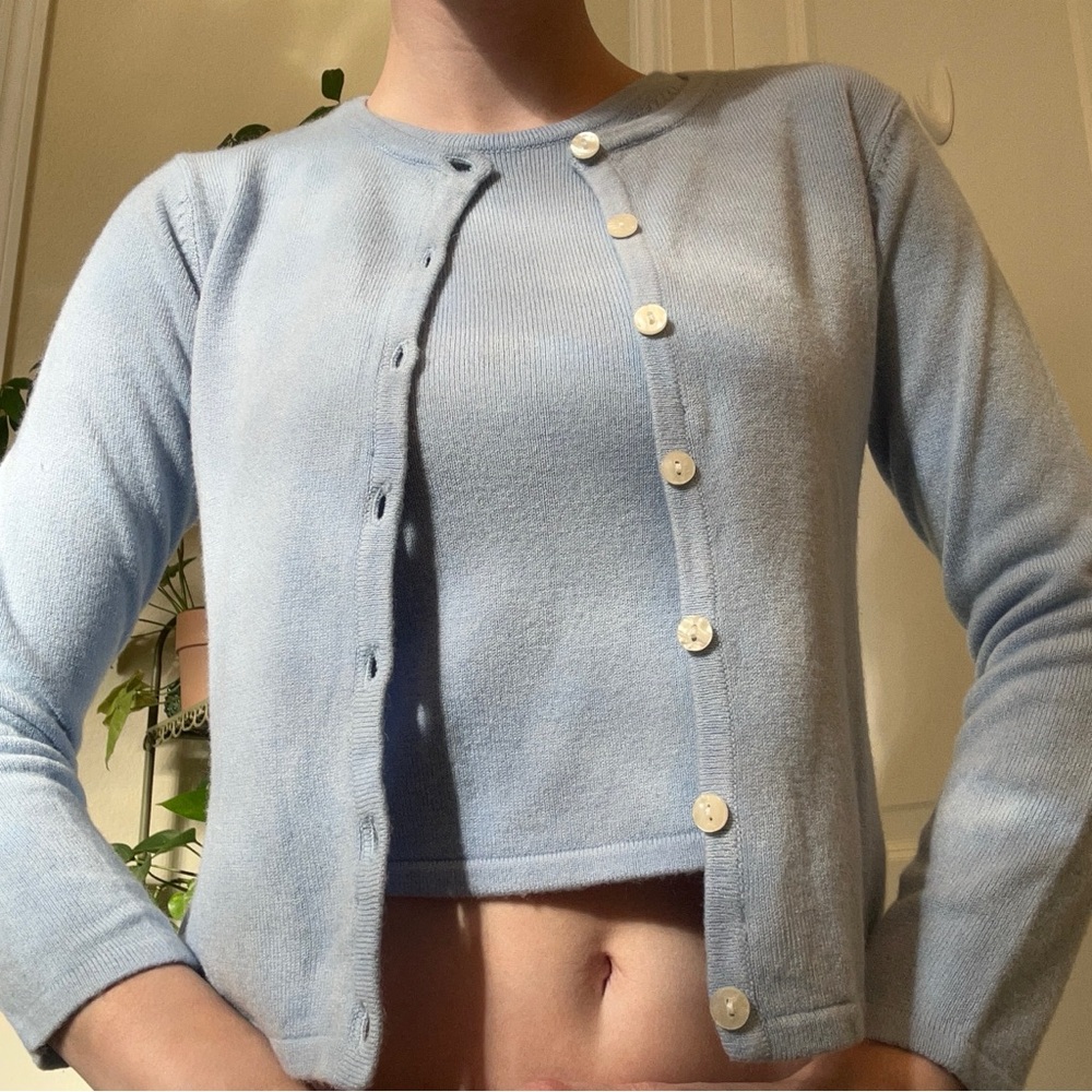 Vintage Light Blue Girls Sweater Set by Nordstrom Kids Size S (7-8)